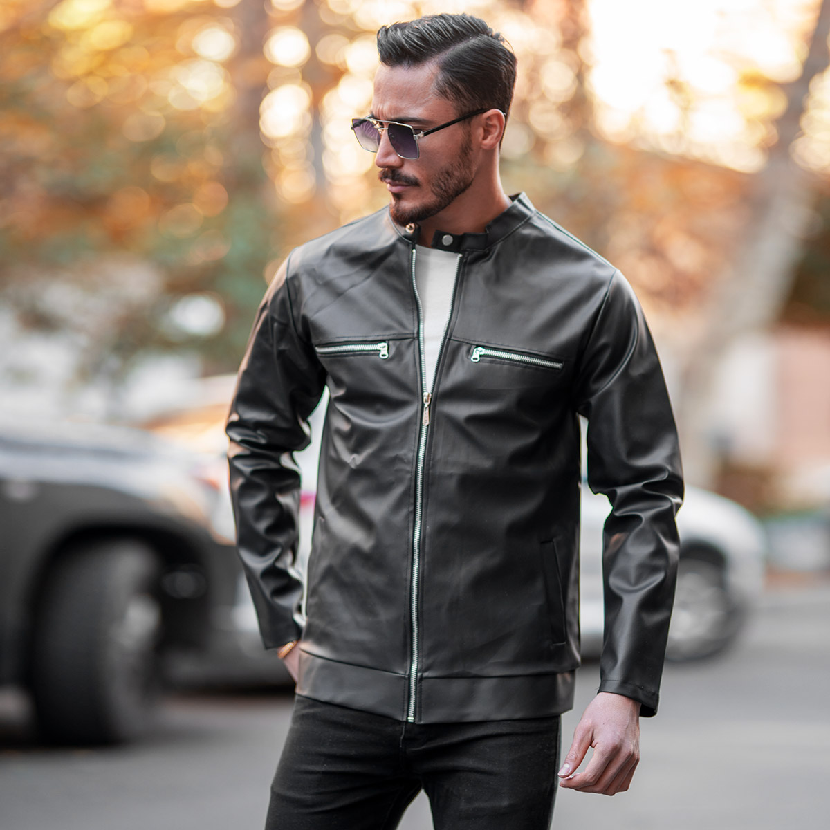 کاپشن چرم jaguar